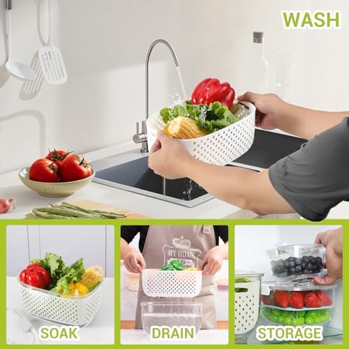 LUXEAR 3-Piece Fruit Storage Containers, White
