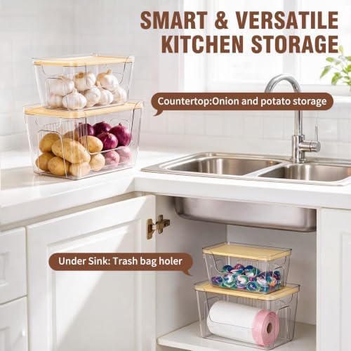 2 Pack Trash Bag Dispenser Stackable Clear Trash Bag Holder w/ Plastic