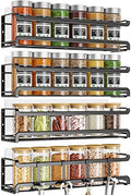 Bunoxea Wall-Mounted Spice Rack, 4 Pack, Black