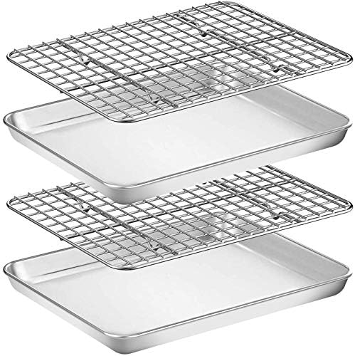 Baking Sheet with Rack Set [2 Pans + 2 Racks], Wildone Stainless Steel