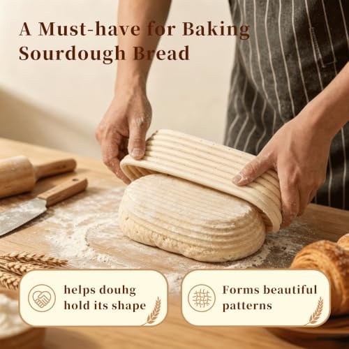 2 Pack 10 In Oval Banneton Bread Proofing Baskets