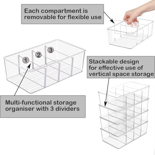 1 Pack Storage Organizer Bins, Plastic Bins Desk Organizer Containers