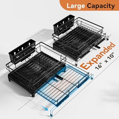 Laveshop Expandable Dish Drying Rack, Black