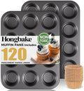 HONGBAKE Muffin Pans for Baking, Nonstick Cupcake Tin with 120