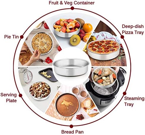 TeamFar 6 Inch Cake Pan, Stainless Steel Round Smash Cake Pan Baking