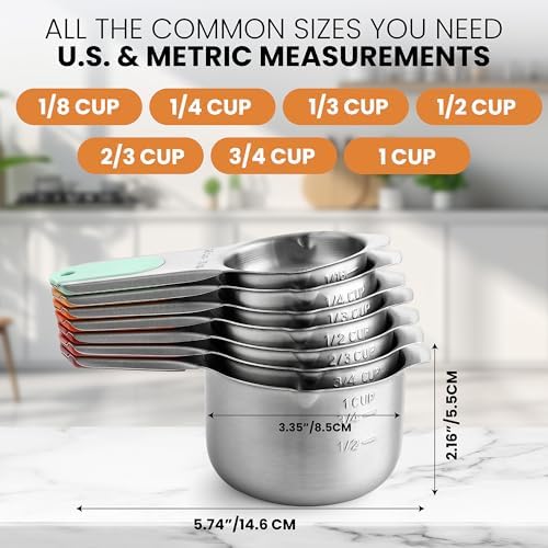 Spring Chef Stainless Steel Magnetic Measuring Cups, Set of 7 & Heavy