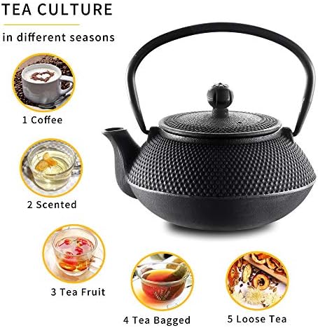 Velaze Cast Iron Teapot Set with Infuser,Japanese Style,2