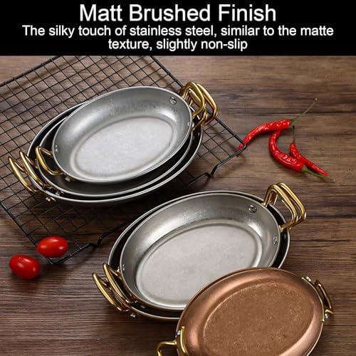 Oval Spanish Paella Pan, 304 Stainless Steel Skillet Pan
