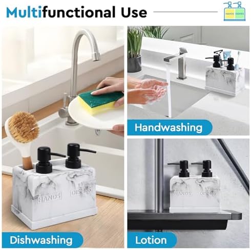 Kitchen Soap Dispenser Set with Sponge and Brush Holders