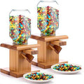 Maxdot 2 Pcs Wooden Candy Dispenser Machine Wood Cereal Storage Containers for Gummy Versatile Snack Storage Machine Dispenser Countertop Suitable for Candy Bean and Cereal(light brown)