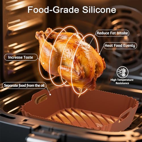 Air Fryer Silicone Liners 2 Pack, Reusable Square Air fryer Basket