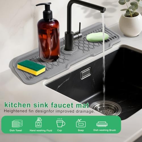 17 Inch Faucet Mat For Kitchen Sink Splash Guard Behind Faucet,5°Slope