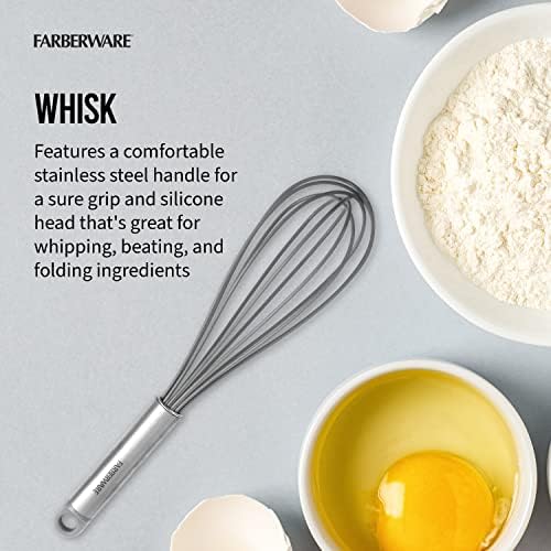 Farberware Pro Whisk and Spatula Set, Stainless Steel Handles with