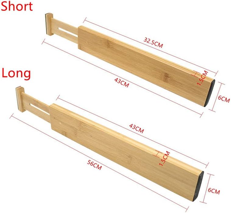 VIGAN 2/4PCS Adjustable Bamboo Drawer Dividers Bedroom Kitchen Drawer