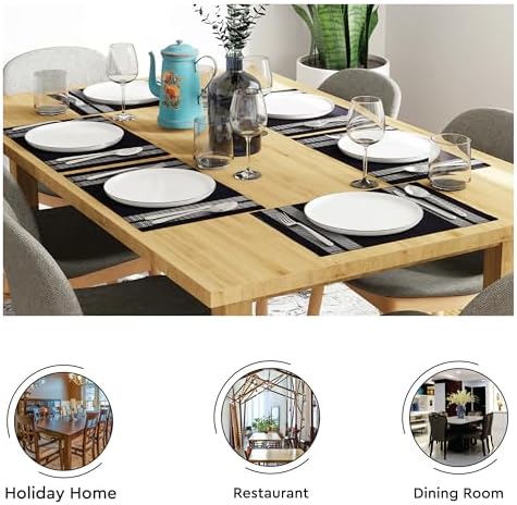 Encasa XO Placemats, Fine Ribbed Cotton Table Mats 18"x13"