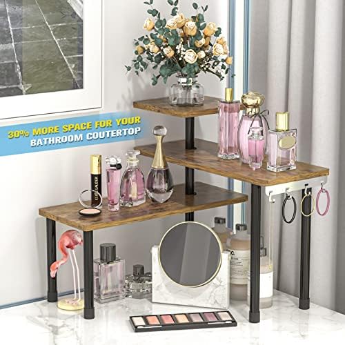 JayRex 3-Tier Kitchen Countertop Corner Shelf, Rustic Brown