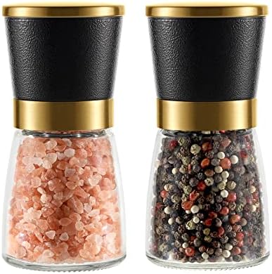 Gold Salt and Pepper Grinder Set, Stainless Steel, Ceramic Burrs