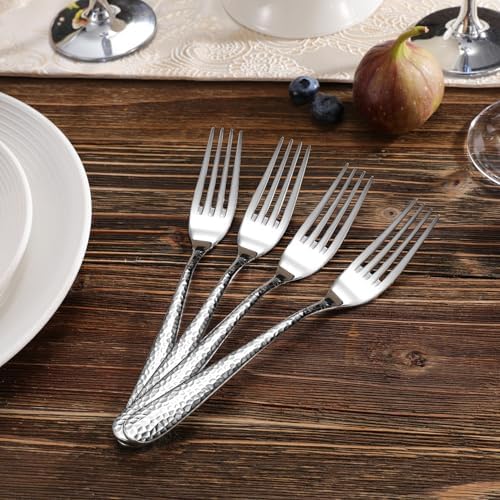 KEAWELL Premium Louise Hammered 4-Piece Fork Set (4, 8" Dinner Forks)
