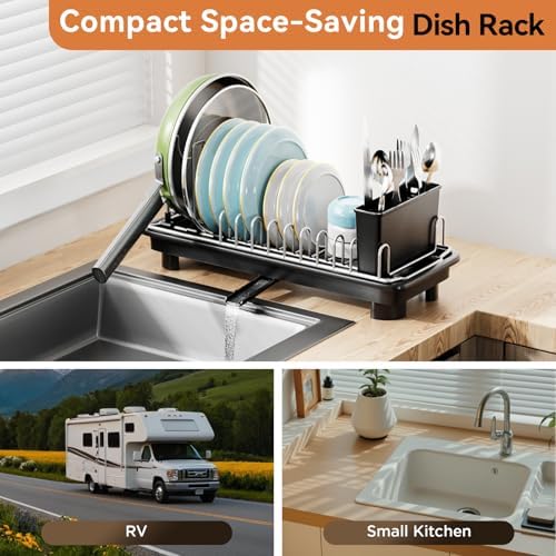 Laveshop Compact Dish Drying Rack, Black