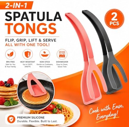 2-in-1 Egg Flipper Spatula Tongs, Set of 2