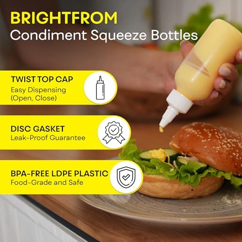 BRIGHTFROM Condiment Squeeze Bottles - 4 OZ Squirt Empty Bottles