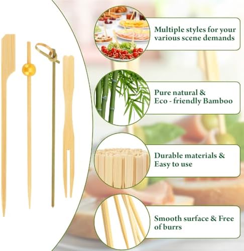 500PCS Cocktail Picks Kit, 4 Styles Fancy Toothpicks for Appetizers