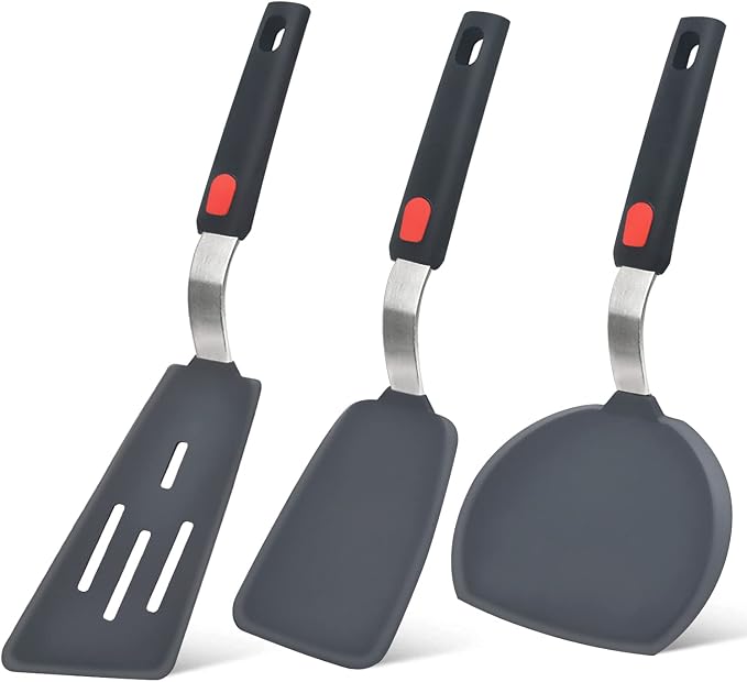 Silicone Spatula Turner Set of 3, Beijiyi 600°F Heat Resistant Cooking Spatulas by Beijiyi