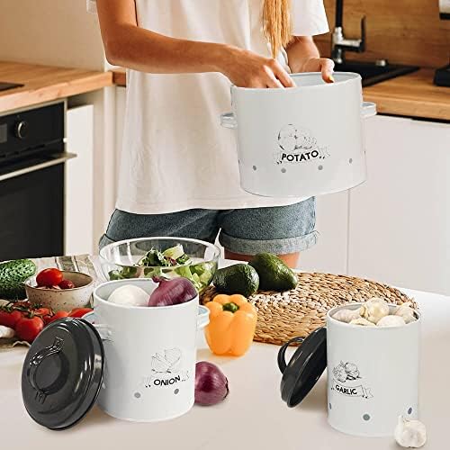 SOTECH Potato Onion Garlic Storage Bin with Lid Set of 3 Kitchen