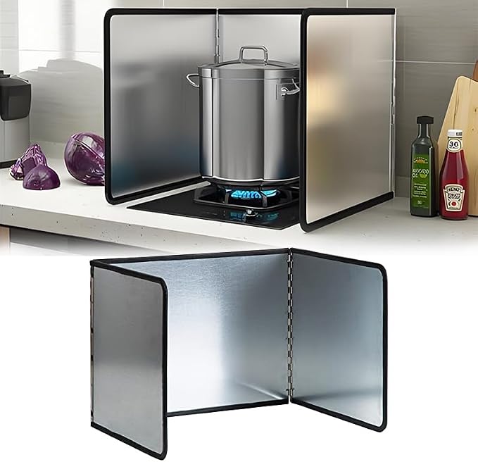 3 Sided Splatter Guard, Foldable Stainless Steel Oil Splatter Screens by Tylulikaty
