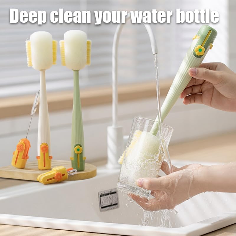 5-in-1 Multi-Functional Bottle Cleaning Brush Set, Long Handle Cup