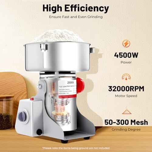 Electric Grain Mill Grinder, 2500g, 4500W