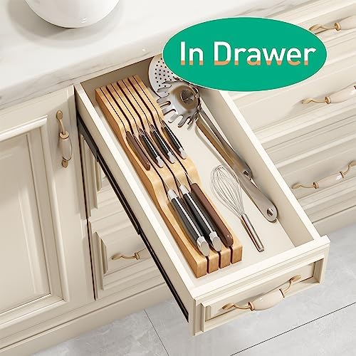 Natural Knife Drawer Organizer for 7 Knives