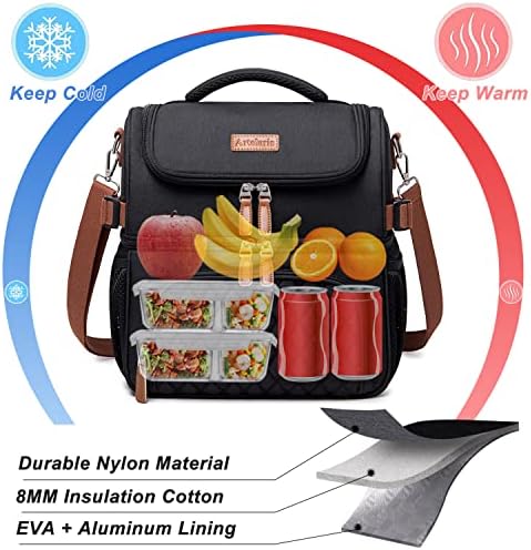 Artelaris Lunch Bag for Women, Large Double Deck Lunch Box Tote for