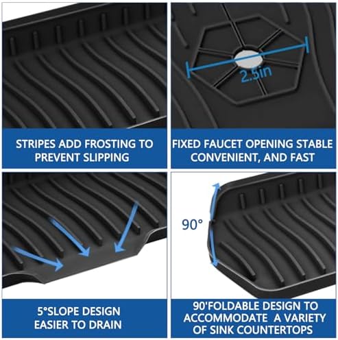 Kitchen Sink Splash Guard Gen2-30" x 6'' Silicone Sink Mat Splash