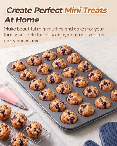 Bake Choice Mini Muffin Pan, Nonstick 24 Cup Mini Cupcake Pans
