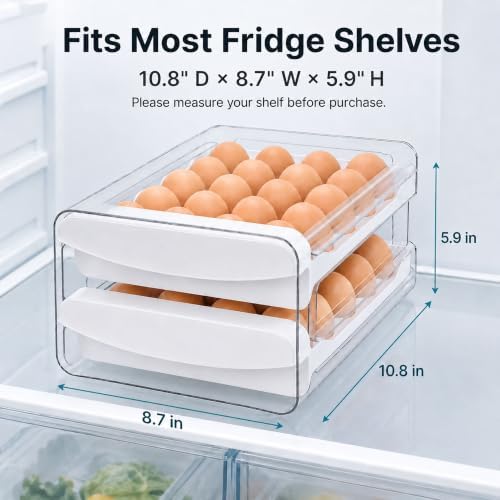 Egg Holder for Fridge, 40-Egg Organizer with Drawers