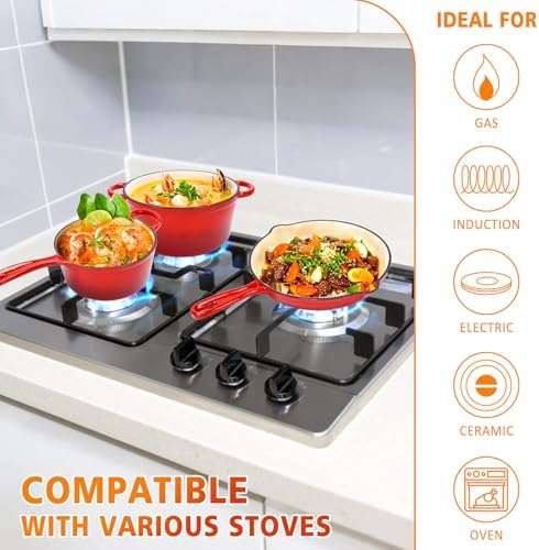 Hisencn 3-Piece Enameled Cast Iron Skillet Set Ceramic Coated Cast Iron