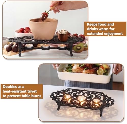 Sumnacon Cast Iron Teapot Warmer, Heavy Duty Teapot Warmer Stand with