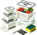 5 Pack Fruit Storage Containers for Fridge, Plastic Food Storage