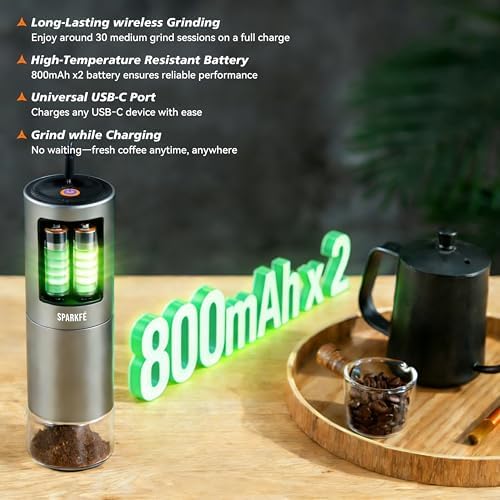 Portable Electric Coffee Grinder, Rechargeable Handheld
