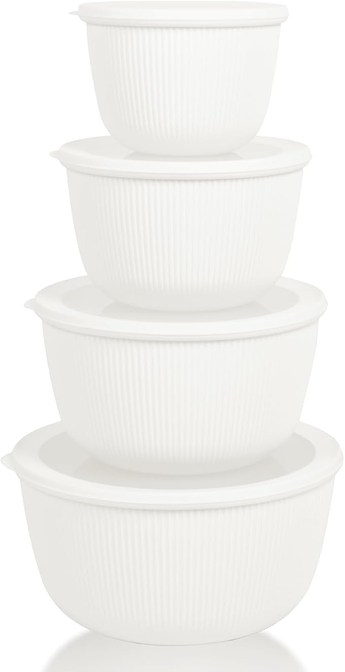 BoxedHome Mixing Bowls with Lids Set, 4 Packs BPA-Free Plastic Prep Bowls by BoxedHomeProducts