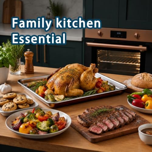 Baking Sheet Set of 2, 18 Inch Stainless Steel Cookie Sheets, 0.8mm