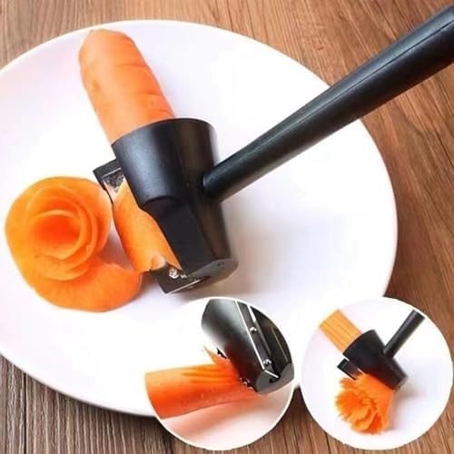 Carrot Curler and Peeler, Stainless Steel, Black