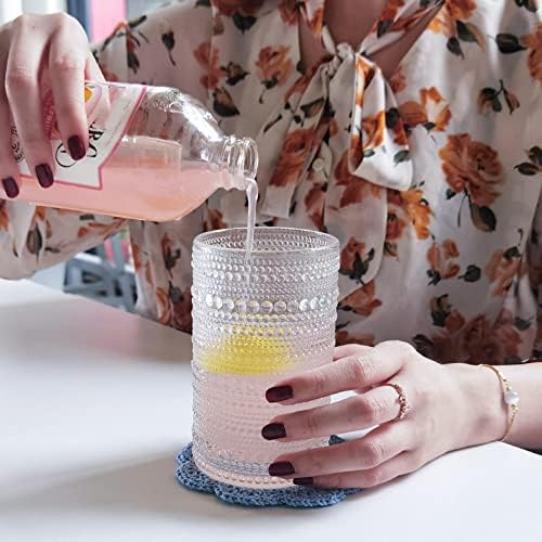 Amzcku Vintage Highball Drinking Glass Set of 6 Kitchen Glasses Cup