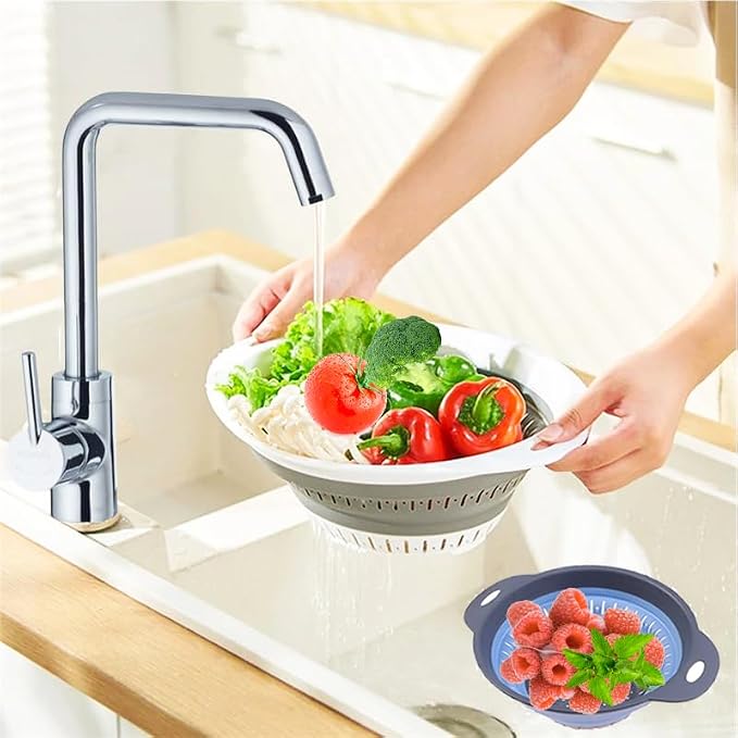 Collapsible Colander Set, Square Round Triangles Silicone Kitchen Strainer - Image 5