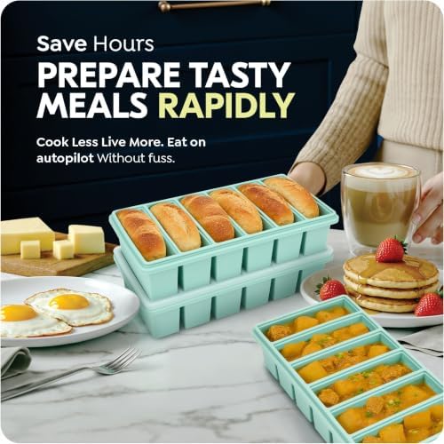 1/2 Cup Silicone Freezer Molds with Lids, 3 Pack Freezer Trays