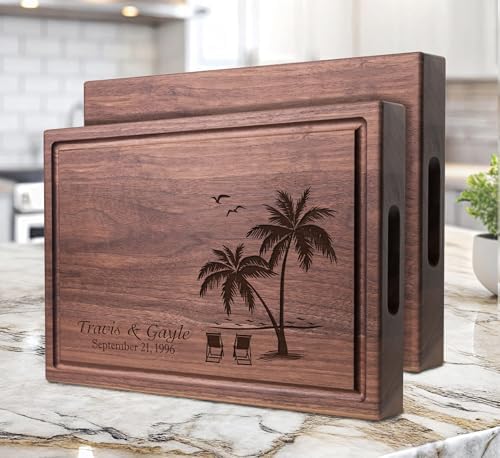Personalized Tropical Beach Palms Chopping Block