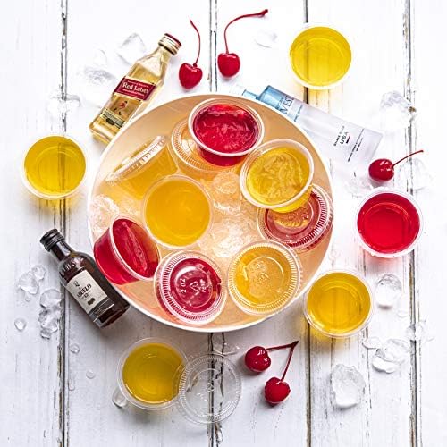 NYHI 2 oz Small Clear Plastic Cups Disposable Jello Shots with Snap on