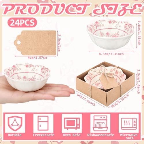 SiliFine 24 Pcs Wedding Favors for Guests Small Ceramic Bowls, Flower