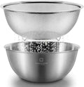 WAGENSTEIGER Stainless Steel Mixing Bowl and 3-Legged Colander Set, Multipurpose Kitchen Basket with Fine Mesh Colander, Salad Mixing Bowl with Strainer, Rinsing Vegetables & Fruits (24cm / 9.45")